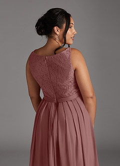 Azazie Ainsling Kleider für die Brautmutter A-Linie Quadratischer Ausschnitt Spitze Chiffon Kleid Wüstenrose image18