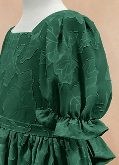 Azazie Joss Blumenmädchenkleider A-Linie mit ärmel Blumen-Burnout Kleid Dunkelgrün image7