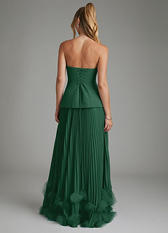 Azazie Alex Vestidos de damas de honor Vestido Verde Oscuro de Gasa de Línea A con Corsé image6