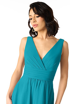 Azazie Kyla Vendita Finale Abito A-Line in Chiffon Plissettato Giada image4