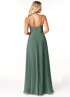 Azazie Moira Abiti da Damigella Abito A-Line in Chiffon con Scollo a U Muschio Marino image3