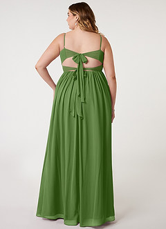 Azazie Zeya Bridesmaid Dresses Basil A-Line V-Neck Pleated Chiffon Dress image7