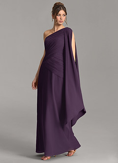 Azazie Ayra Bridesmaid Dresses Plum A-Line One Shoulder Chiffon Dress image3