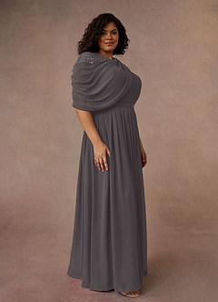 Azazie Olena Mother of the Bride Dresses Steel Grey A-Line Sequins Chiffon Dress image8