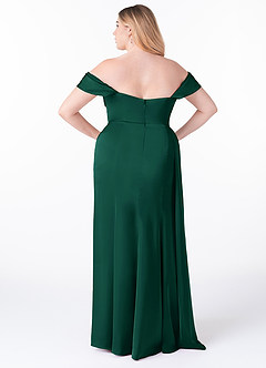 Azazie Amyra Bridesmaid Dresses Emerald Sheath Convertible Stretch Satin Dress image10