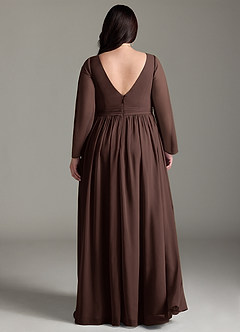 Azazie Teton Final Sale A-Line Long Sleeve Chiffon Floor-Length Dress image8