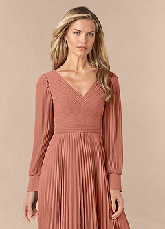 Azazie Zina Mother of the Bride Dresses MAI TAI A-Line Pleated Chiffon Dress image5