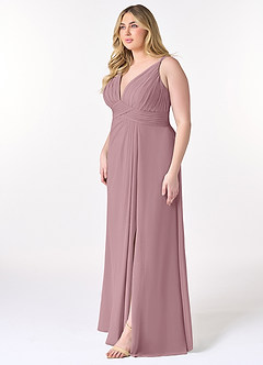 Azazie Maren Allure Brautjungfernkleider A-Linie V-Hals Spitze Chiffon Kleider Altrosa image8