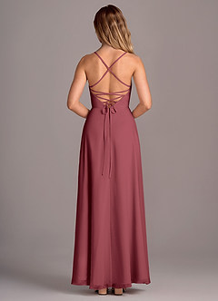 Azazie Mei Probar vestidos en casa Vestido de Azul Polvoriento de Gasa de Corte en A image6