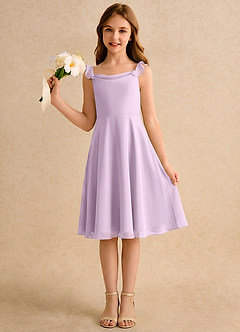 Azazie Pup Girls Formal Flower Girl Dresses Frosted Lilac A-Line Pleated Chiffon Dress image1