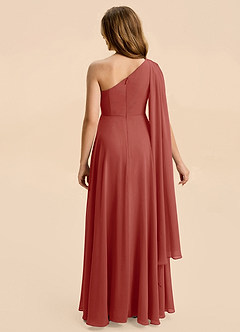Azazie Averie Junior Terracotta A-Line Pleated Chiffon Dress image3