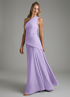 Azazie Holly Robes de demoiselle d'honneur Robe Trapèze en Mousseline de soie Corset Lilas image4