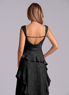 Azazie Sloane Brudtärnklänningar Klä av A-Linje i Blommig Utbrändhet Älskling Halsringning Svart image7