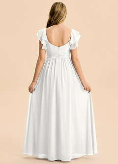 Azazie Anaya Junior Robe Trapèze en Mousseline de soie Décolleté en cœur Blanc image2