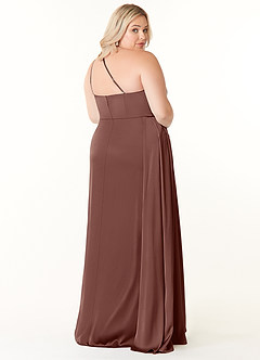 Azazie Maron Brautjungfernkleider A-Linie Eine Schulter Stretch-Satin Kleid Espresso image9