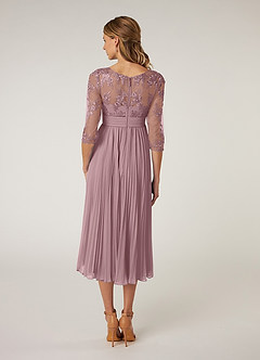 Azazie Tutu Kleider für die Brautmutter A-Linie Bootshals Spitze Chiffon Kleid Altrosa image2