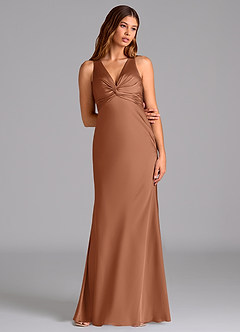 Azazie Hati Bridesmaid Dresses Bronzer Mermaid Stretch Satin Dress image3