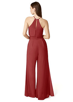 Azazie Kenzi Jurken voor bruidsmeisjes Jumpsuit van Chiffon Geplooid Roest image2