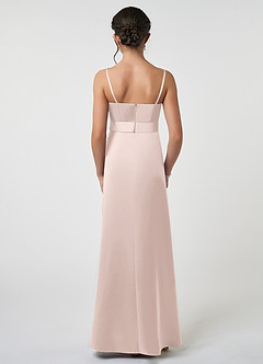 Azazie Anina Junior Robe Trapèze en Satin extensible Arc Rose Pâle image2