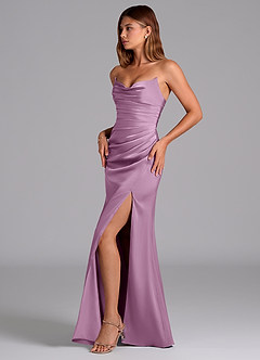 Azazie Claudelle Suknie dla druhen Syrena Bez ramiączek Satyna elastyczna Do ziemi Sukienka image3