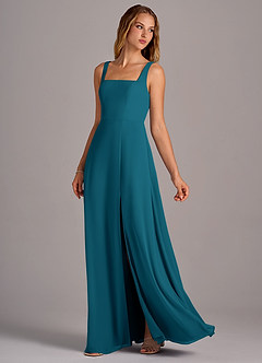 Azazie Debra Brautjungfernkleider Wandelbar A-Linie mit Taschen Chiffon Kleid Tintenblau image2