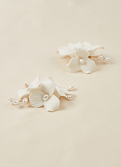 front Zweiteiliges Mini-Haarkamm-Set mit Blumenmuster