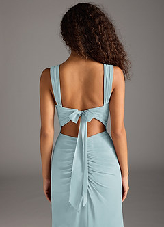 Azazie Jesaphine Bridesmaid Dresses Mist Sheath Bow Chiffon Dress image6