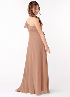 Azazie Eletta Junior Champagne Rose A-Line Ruched Chiffon Dress image3