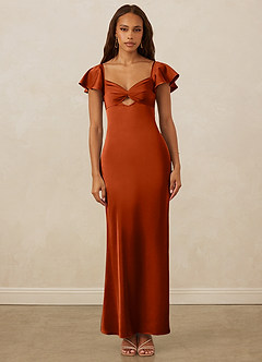Christian Siriano Bridal for Azazie 1005 Brautjungfernkleider Etui Herzausschnitt Stretch-Satin Kleid Paprika image1