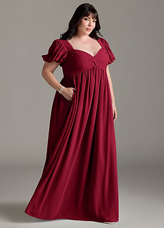 Azazie Madisynn Brautjungfernkleider für Schwangere Schleifen Chiffon Bodenlänge Kleid image7