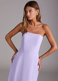 Azazie Wren Bridesmaid Dresses Lilac A-Line Side Slit Chiffon Convertible Dress image5