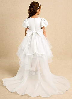 Azazie Cocoa Abiti da Ragazza di Fiori Abito Principessa in Tulle Plissettato Avorio image6