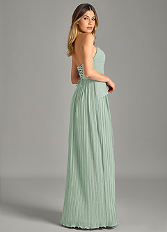 Azazie Becka Bridesmaid Dresses Agave A-Line Strapless Chiffon Dress image5