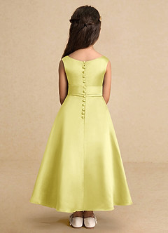 Azazie Lindy Blumenmädchenkleider A-Linie Plissee Matte Satin Kleid Zitronensorbet image7