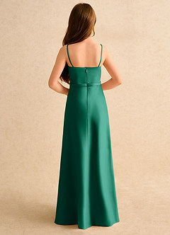 Azazie Fishie Girls Formal Blumenmädchenkleider A-Linie Matte Satin Kleid Smaragd image7