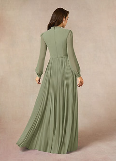 Azazie Adellah vestidos de madre de la novia Vestido de Pistacho de Gasa de Corte En A con Plisado image3
