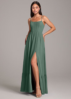 Azazie Kailee Bridesmaid Dresses Sea Moss A-Line with Pockets Chiffon Dress image5