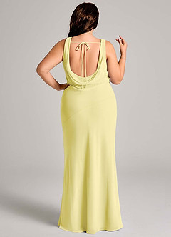 Azazie Rylina Vestidos de damas de honor Vestido de Sorbete De Limón de Gasa de Corte Sirena con Plisado image8