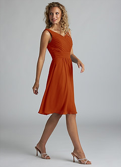 Azazie Grace Bridesmaid Dresses Paprika A-Line Pleated Chiffon Dress image4