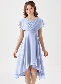 Azazie Graciela Junior Ice A-Line Pleated Chiffon Dress image3