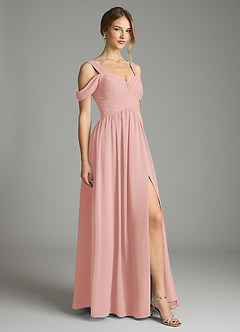 Azazie Lianne Vestidos de damas de honor Vestido de Rosetón de Gasa de Corte en A con Vestidos sin tirantes image5