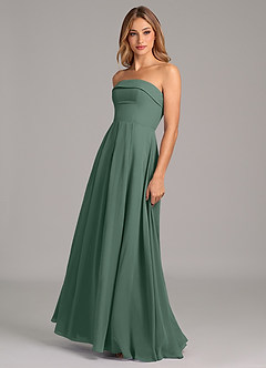 Azazie Lucienne Bridesmaid Dresses Sea Moss A-Line Strapless Chiffon Convertible Dress image4