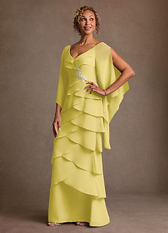 Azazie Arabinda Kleider für die Brautmutter Etui Gestreift Chiffon Kleid Kanarienvogel image3