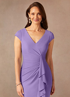 Azazie Renetta Mother of the Bride Dresses Tahiti Sheath V-Neck Pleated Mesh Dress image6