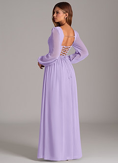Azazie Maree Bridesmaid Dresses Lilac A-Line Corset Chiffon Dress image2