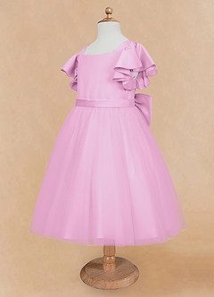 Azazie Kaeya Flower Girl Dresses Candy Pink A-Line Bow Tulle Dress image7