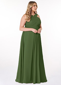 Azazie Kaleigh Bridesmaid Dresses Olive A-Line Pleated Chiffon Dress image10