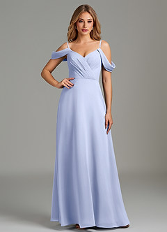 Azazie Julianne Robes de demoiselle d'honneur Robe Trapèze en Mousseline de soie Épaule décolletée Eis image6