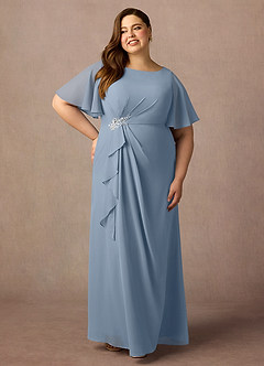 Azazie Rain Mother of the Bride Dresses Dusty Blue Sheath Beaded Chiffon Dress image6