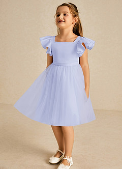 Azazie Kaeya Robe Demoiselle D'honneur Fillette Robe Trapèze en Tulle Arc Lavande image4